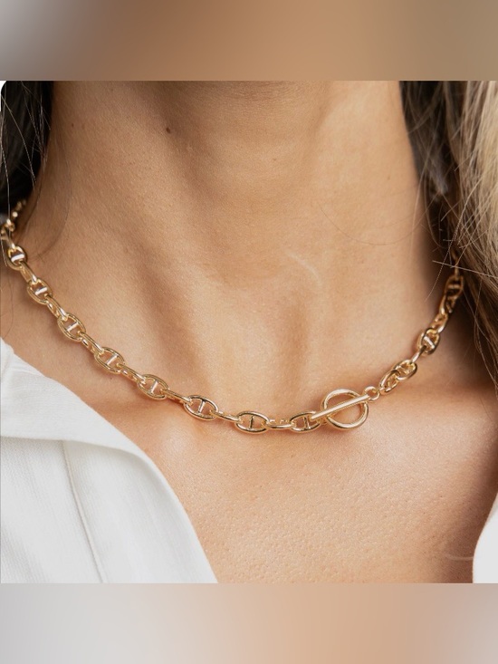 Sahira Jewelry - Sahira Taylor Toggle 16” Necklace 18k gold plated chain link NWT